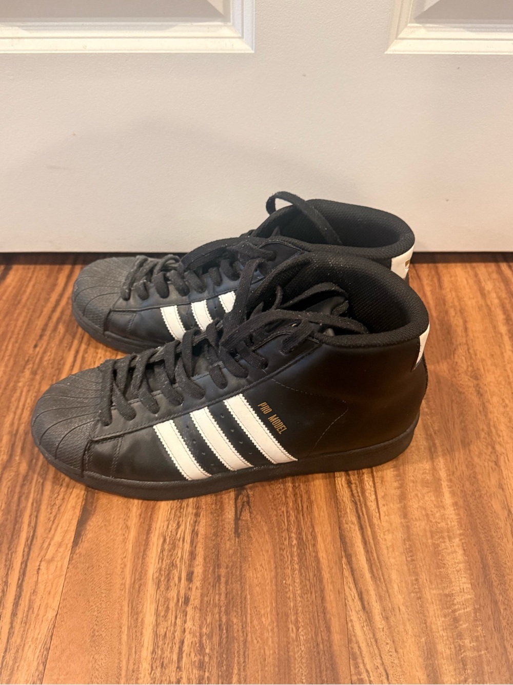 Adidas PRO MODEL Black Leather Sz 8.5 Men's Shoes B39368 Hi Top Sneakers 2016